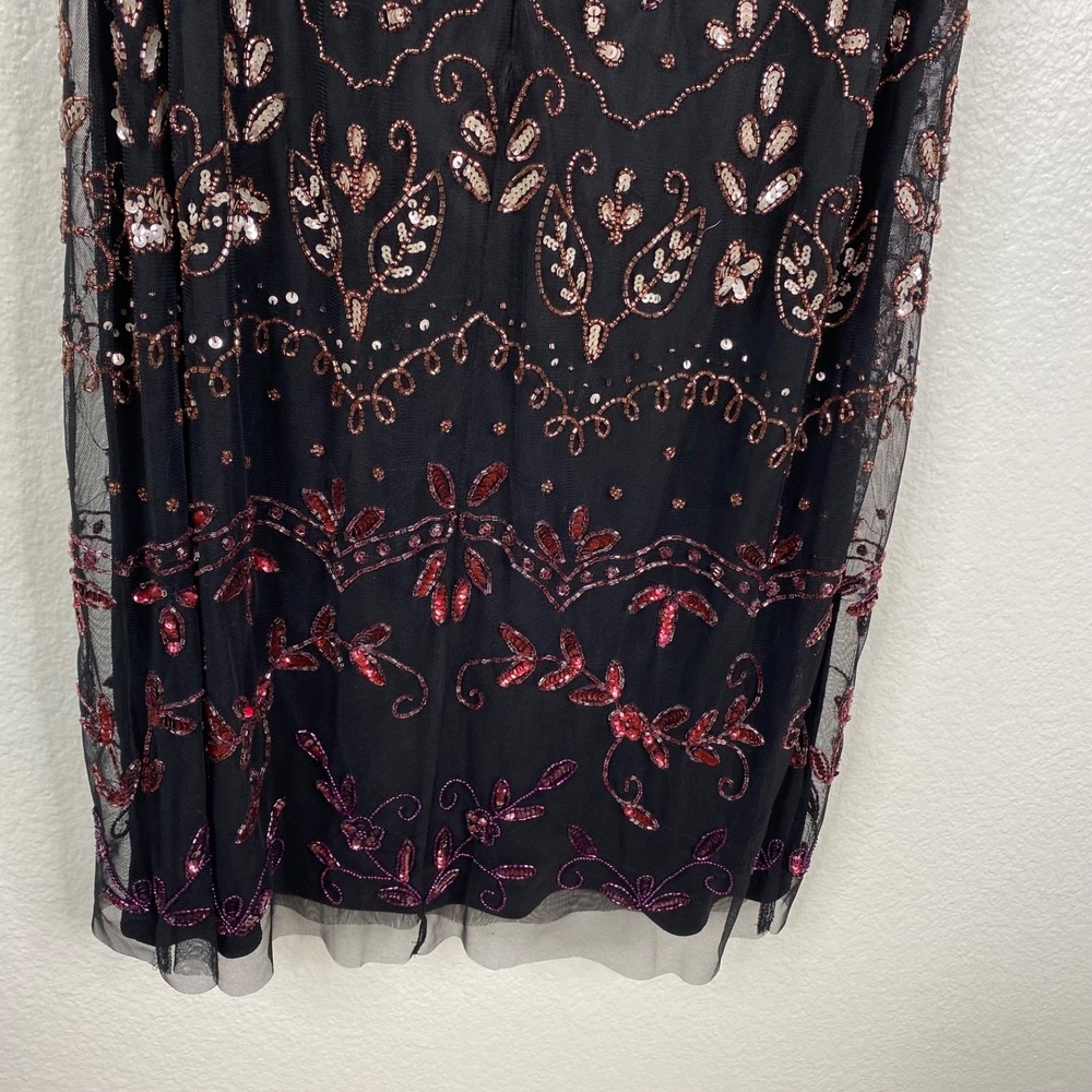 Adrianna Papell Women's Off Shoulder Beaded Sequins Cocktail Dress Black Sz 14 - Picture 14 of 16